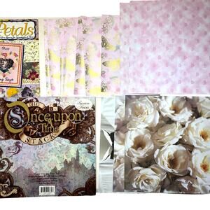 Lot of Scrapbooking Paper Cardstock Fantasy Floral Craft Card Making 70+ pcs